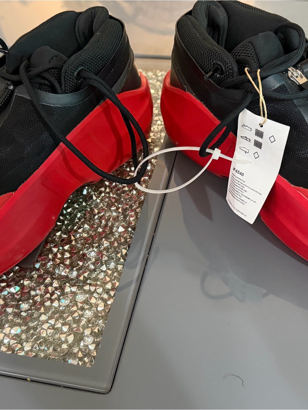 adidas Black High-Top Sneakers with Red Soles